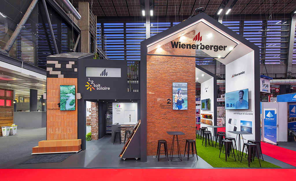 Stand sur mesure réalisé de toutes pièces par In'Pulsion pour Wienerberger